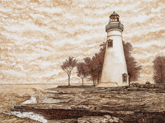 Marblehead Lighthouse Coffee Painting Fine Art Print
